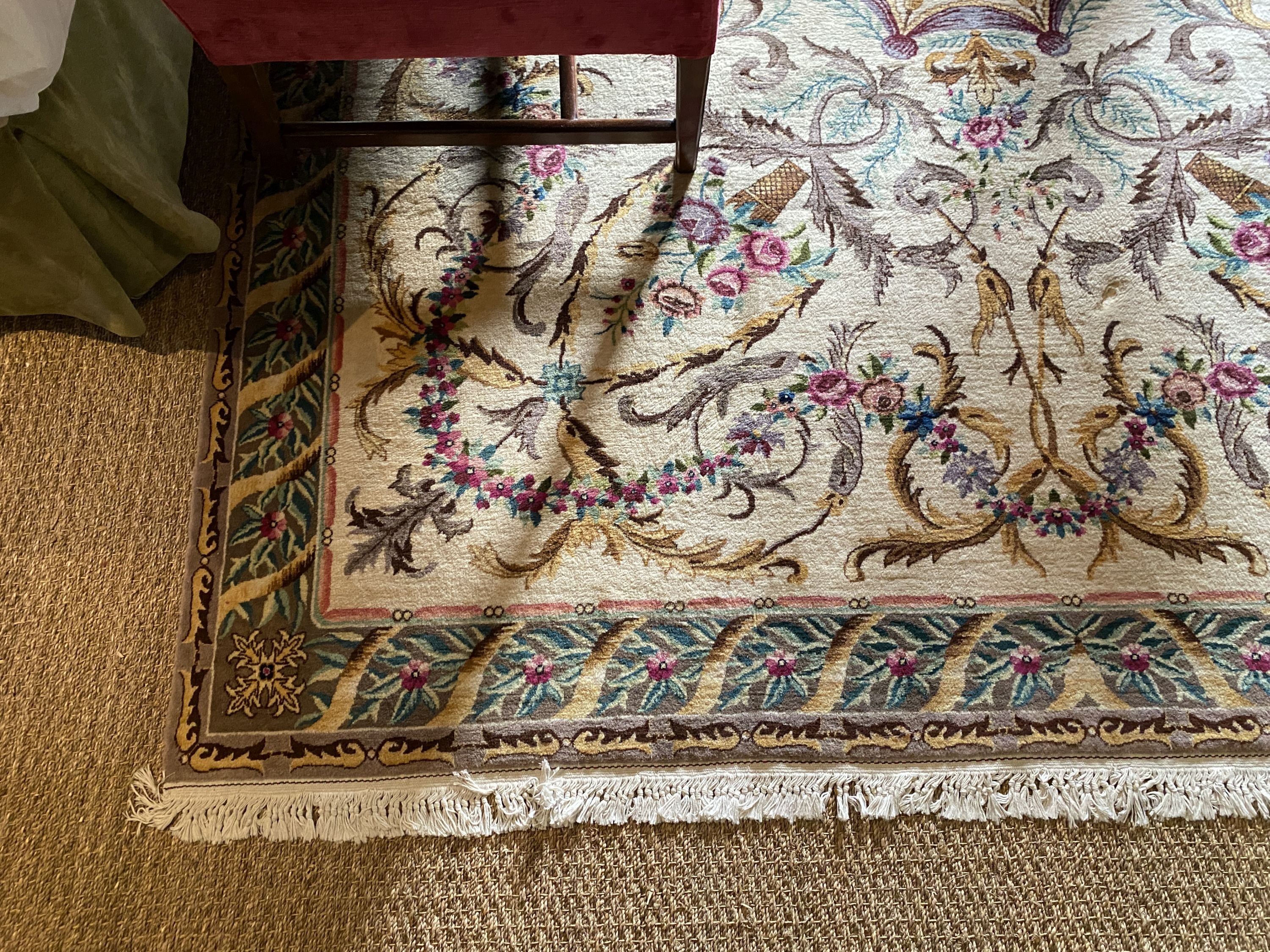 An Aubusson pattern cream ground carpet, 314 x 245cm
